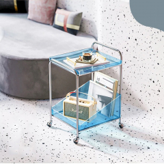 Matorino - 2 Tiers Acrylic Trolley, Home Bar Serving Cart with on Lockable Wheels, Coffee Bar Cart for Kitchen.