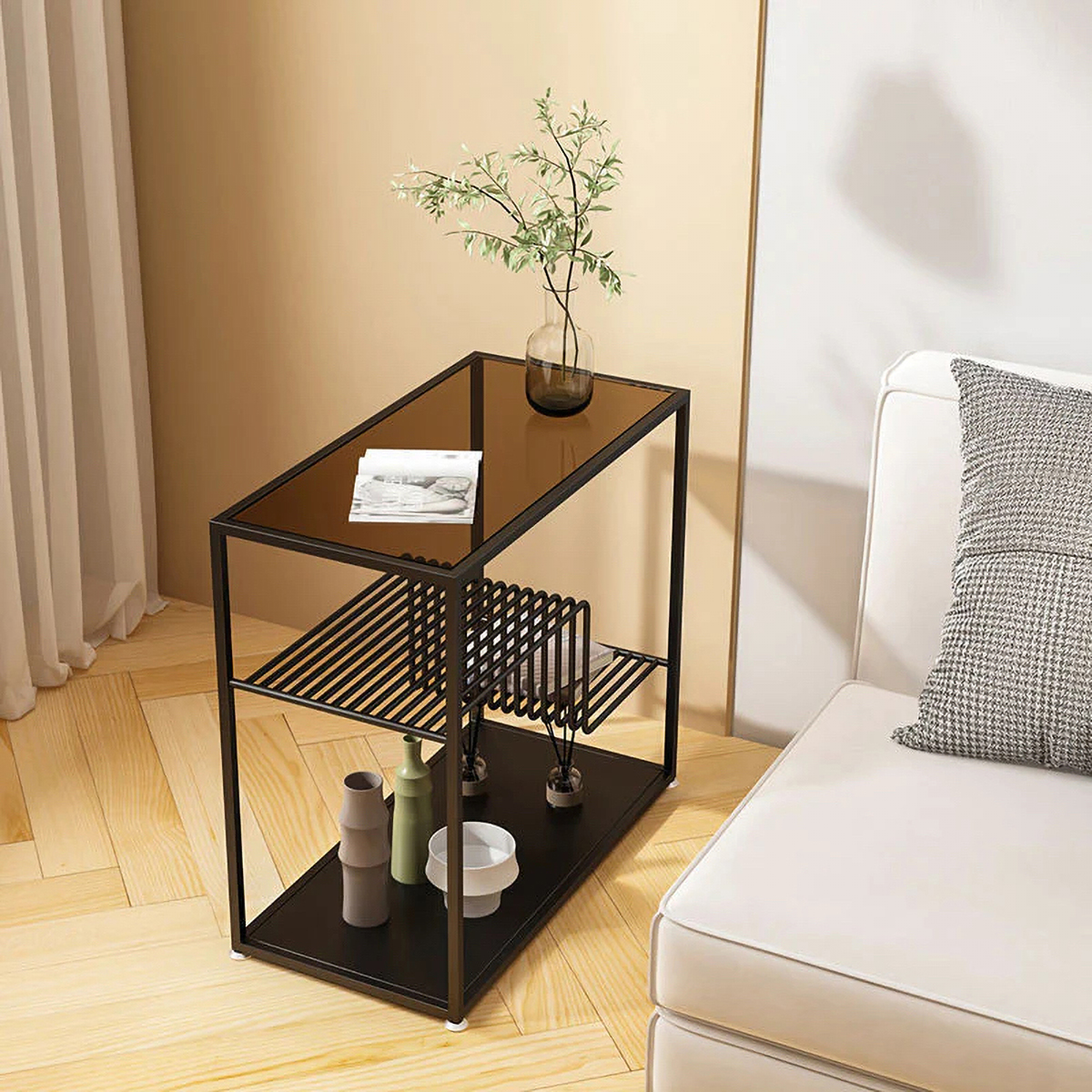 Matorino - Double Layer Side Tables for Dining Room, Metal Coffee Table for Living Room, Creative Side Tables, Simple Sofa End Table.