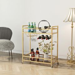 Matorino - Bar Cart, Serving Cart for Home, Microwave Cart, Drink Cart, Mobile Kitchen Shelf with Wine Rack and Glass Holder, Rolling Beverage Cart.