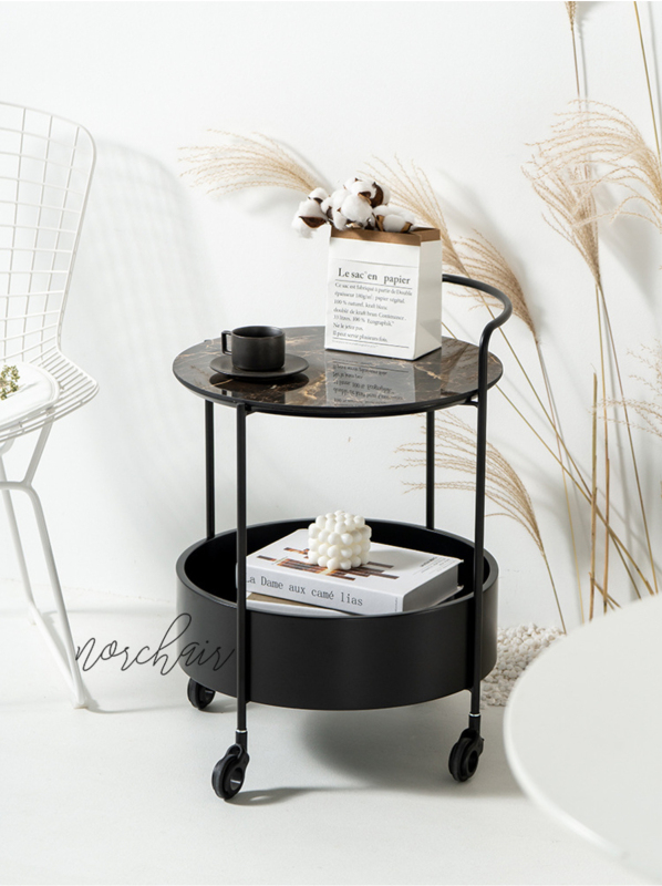 Matorino -Round Bar Cart with Wheels, Rolling Serving Cart, Mobile Storage Rack Suitable for Home Kitchen, Club, Living Room, Thanksgiving, Christmas, New Year