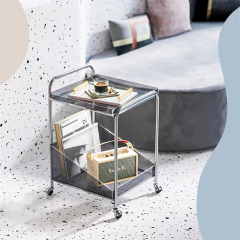 Matorino - 2 Tiers Acrylic Trolley, Home Bar Serving Cart with on Lockable Wheels, Coffee Bar Cart for Kitchen.