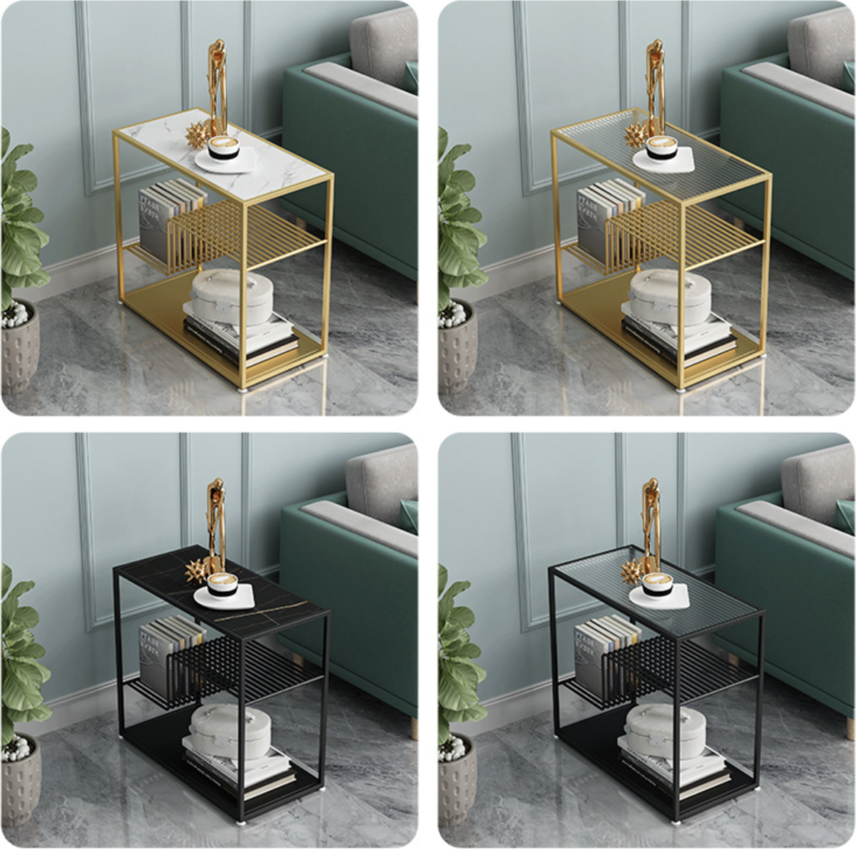 Matorino - Double Layer Side Tables for Dining Room, Metal Coffee Table for Living Room, Creative Side Tables, Simple Sofa End Table.