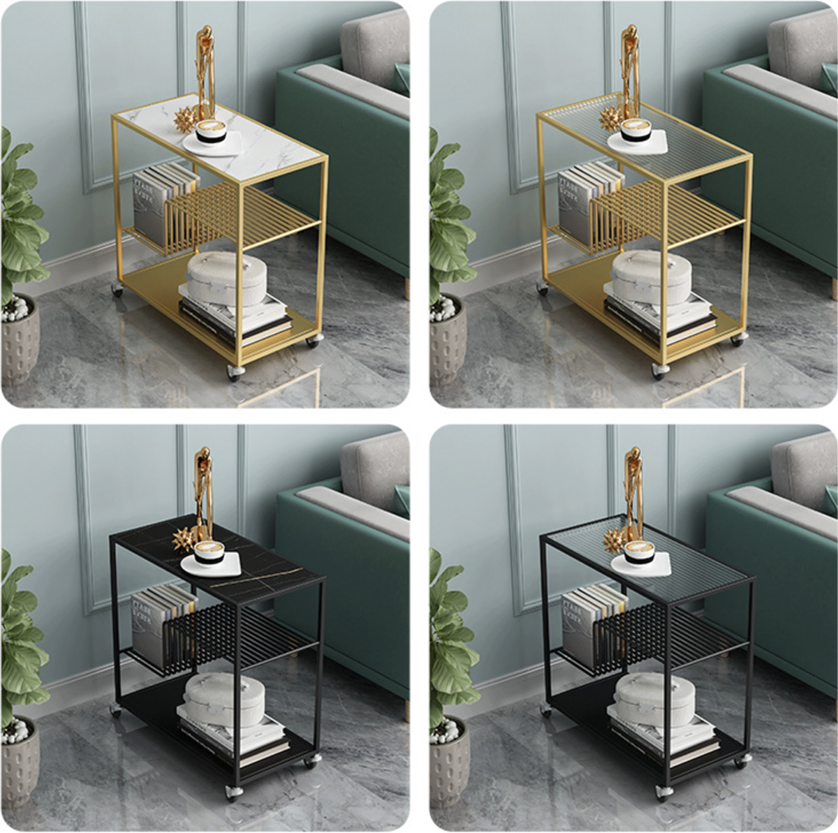 Matorino - Double Layer Side Tables for Dining Room, Metal Coffee Table for Living Room, Creative Side Tables, Simple Sofa End Table.