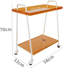 Matorino - 2 Tiers Acrylic Trolley, Home Bar Serving Cart with on Lockable Wheels, Coffee Bar Cart for Kitchen.