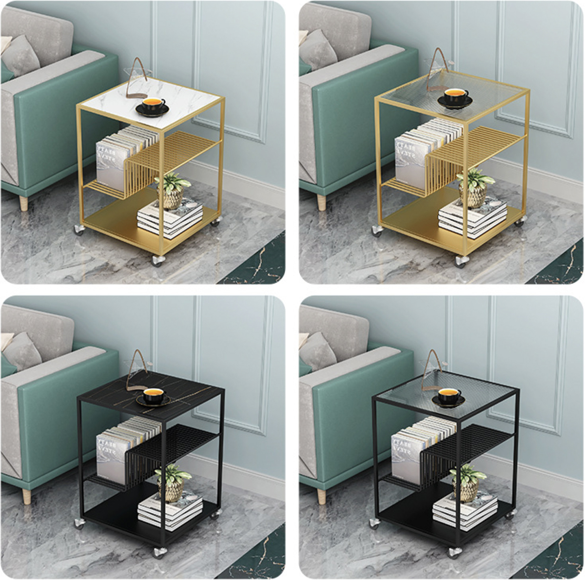 Matorino - Double Layer Side Tables for Dining Room, Metal Coffee Table for Living Room, Creative Side Tables, Simple Sofa End Table.