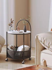 Matorino -Round Bar Cart with Wheels, Rolling Serving Cart, Mobile Storage Rack Suitable for Home Kitchen, Club, Living Room, Thanksgiving, Christmas, New Year
