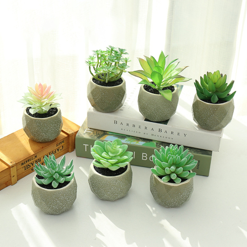 Matorino -Mini Artificial Succulent with Grey Ceramic Pot, Realistic Cactus Fake Plants for Home Office Decoration.