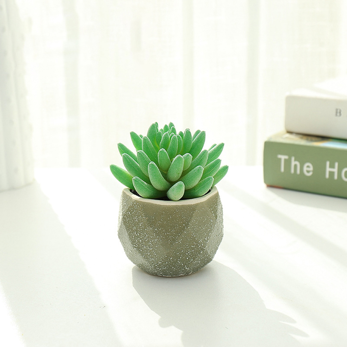 Matorino -Mini Artificial Succulent with Grey Ceramic Pot, Realistic Cactus Fake Plants for Home Office Decoration.
