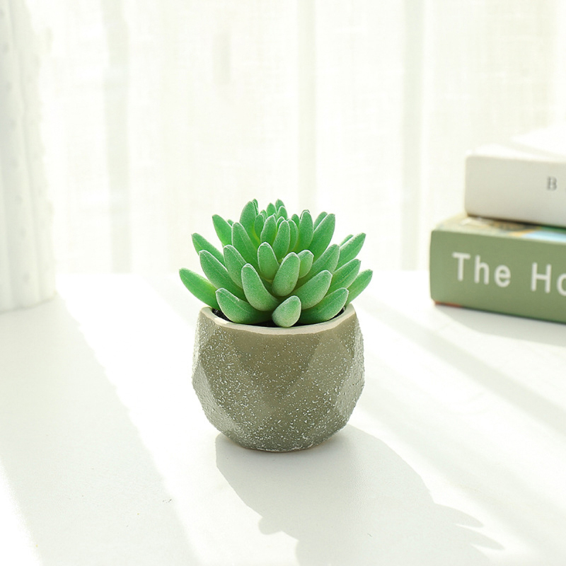 Matorino -Mini Artificial Succulent with Grey Ceramic Pot, Realistic Cactus Fake Plants for Home Office Decoration.