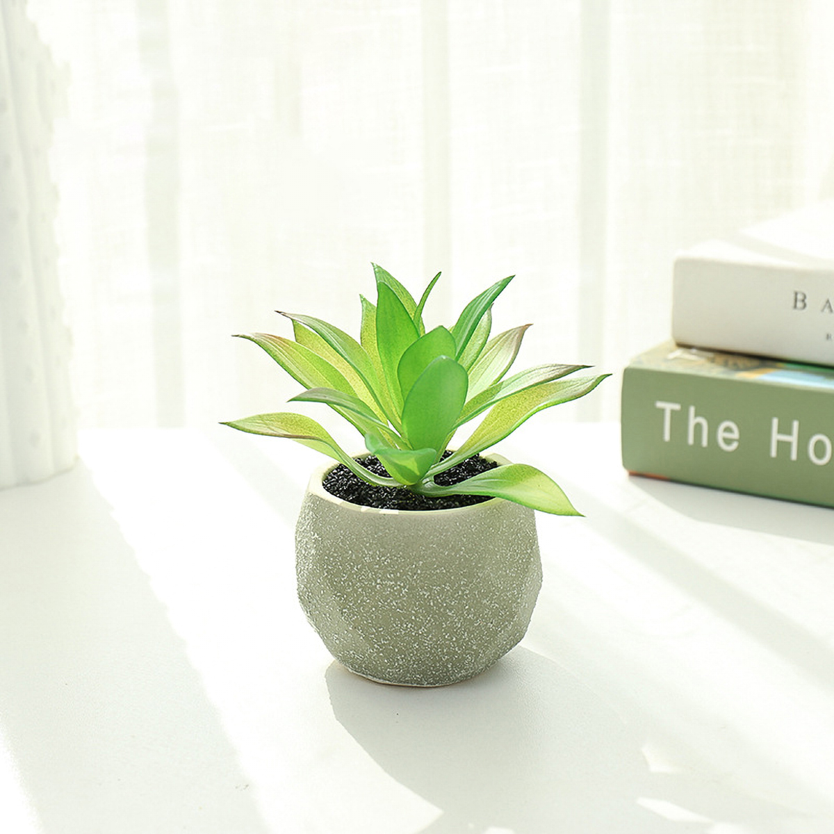 Matorino -Mini Artificial Succulent with Grey Ceramic Pot, Realistic Cactus Fake Plants for Home Office Decoration.