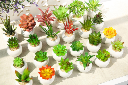 Matorino -Small Artificial Succulents, Fake Plants, Ceramic Pot Planter, Mini Potted Plant Decoration for Home, Office Desk, Window Sill, Outdoor Indoor.