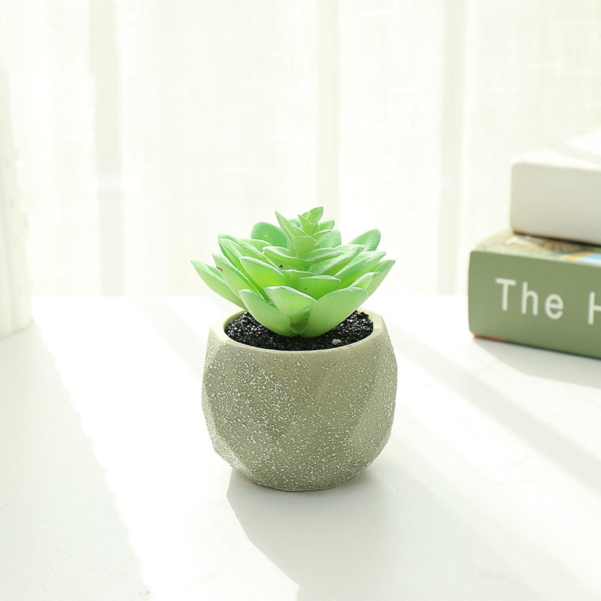 Matorino -Mini Artificial Succulent with Grey Ceramic Pot, Realistic Cactus Fake Plants for Home Office Decoration.