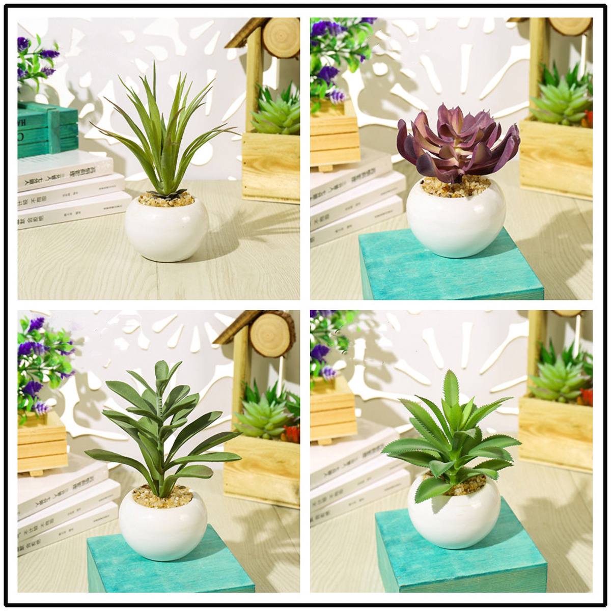 Matorino -Small Artificial Succulents, Fake Plants, Ceramic Pot Planter, Mini Potted Plant Decoration for Home, Office Desk, Window Sill, Outdoor Indoor.