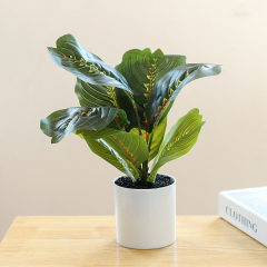 Matorino -Fake Plants in Plastic Pot, Potted Artificial Plants for Home Decor Indoor, Faux Green Leaf Plant with Modern White Planter for Desk Shelf Office Room Decoration.