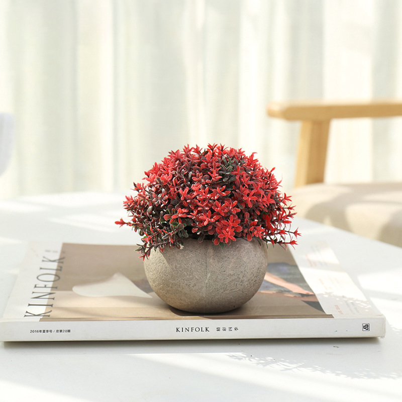 Matorino -Mini Artificial Potted Grass Plants, Faux Plastic Fake Flowers in Pulp Pot, Small Decorative Plants for Home Office Desk.
