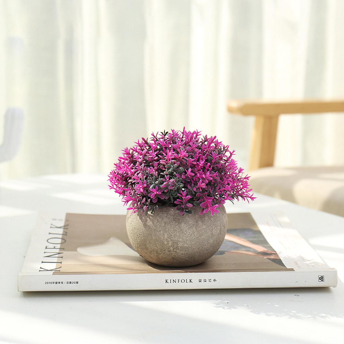 Matorino -Mini Artificial Potted Grass Plants, Faux Plastic Fake Flowers in Pulp Pot, Small Decorative Plants for Home Office Desk.