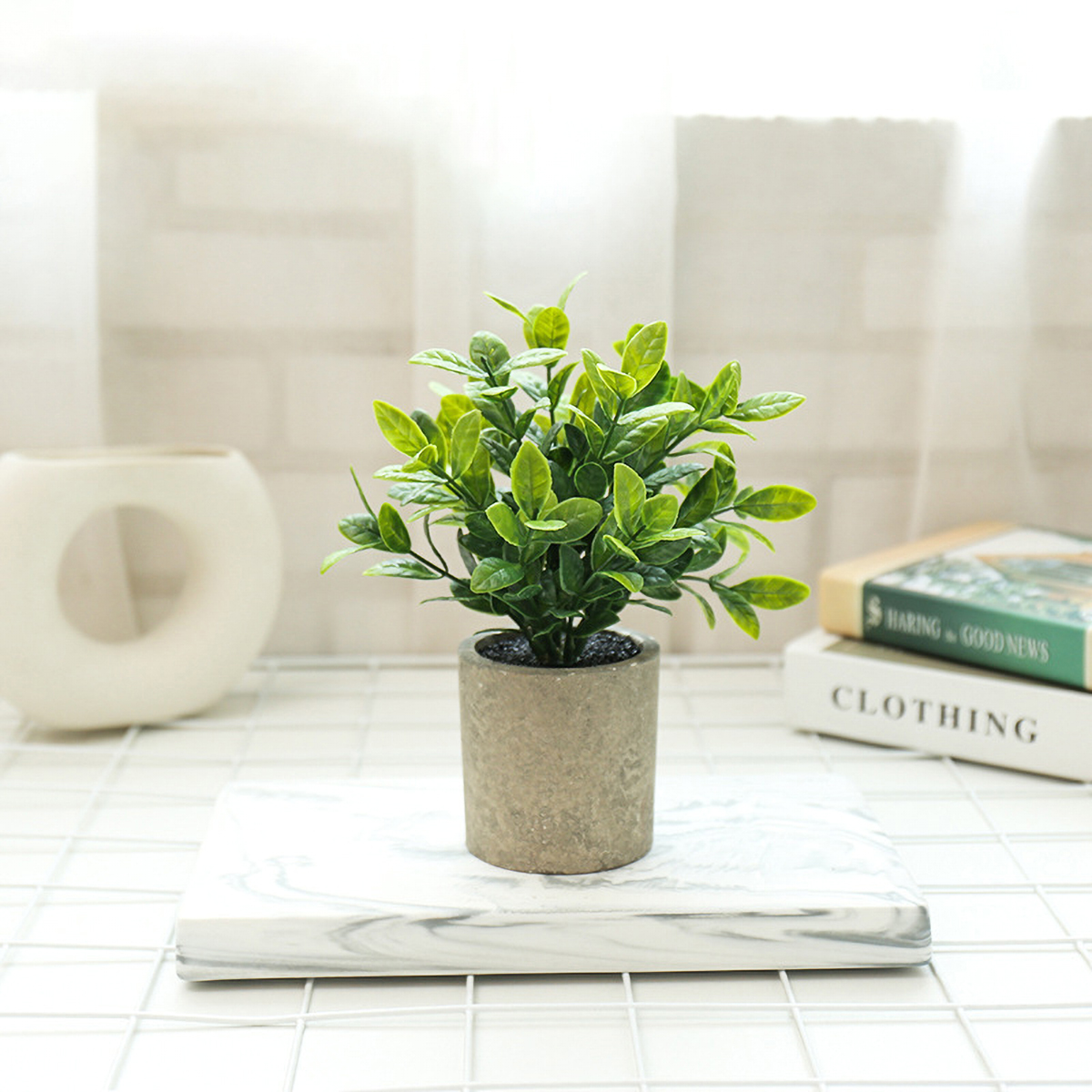 Matorino -Artificial Flower Plants Grass with Pulp Pot, Plastic Mini Plants Fake Flower for Unique Home Décor.