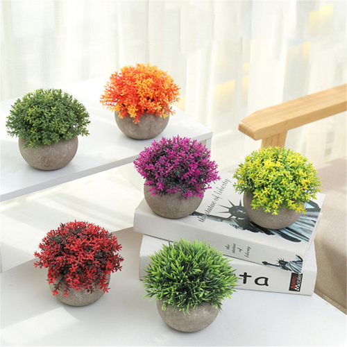 Matorino -Mini Artificial Potted Grass Plants, Faux Plastic Fake Flowers in Pulp Pot, Small Decorative Plants for Home Office Desk.
