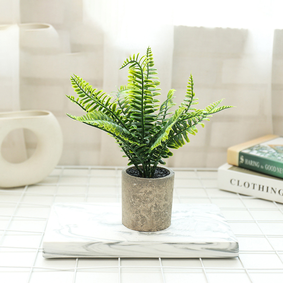 Matorino -Artificial Flower Plants Grass with Pulp Pot, Plastic Mini Plants Fake Flower for Unique Home Décor.