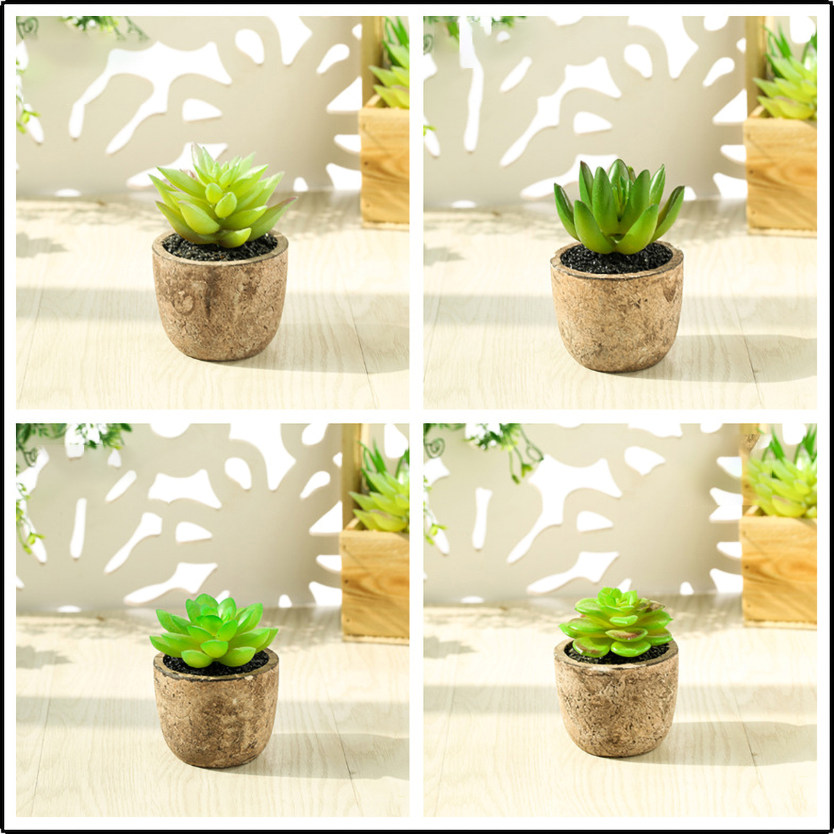 Matorino -Artificial Succulent Plants Potted, Mini Fake Succulents with Pulp Pot, Decorative Faux Succulents for Home Office Desk, Floating Shelves, Window, Bookshelf and Bathroom.