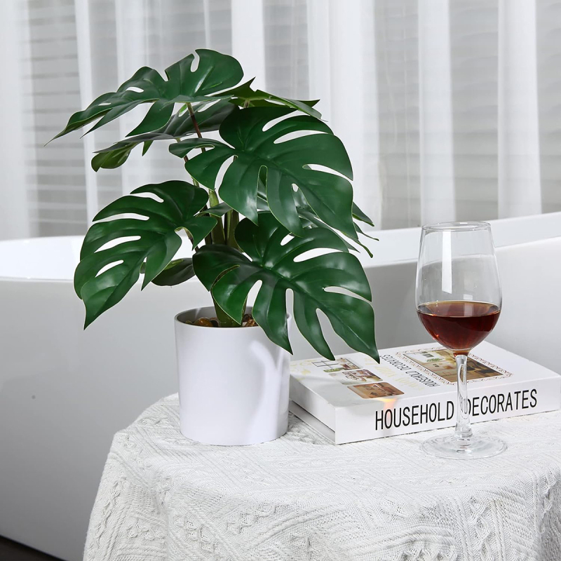 Matorino -Potted Fake Plants Artifical Snake Plant,Monstera Plant,Areca Palm and Bird of Paradise,Faux Desk Plants for Indoor Decoration, Perfect Housewarming Gift.