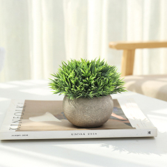 Matorino -Mini Artificial Potted Grass Plants, Faux Plastic Fake Flowers in Pulp Pot, Small Decorative Plants for Home Office Desk.