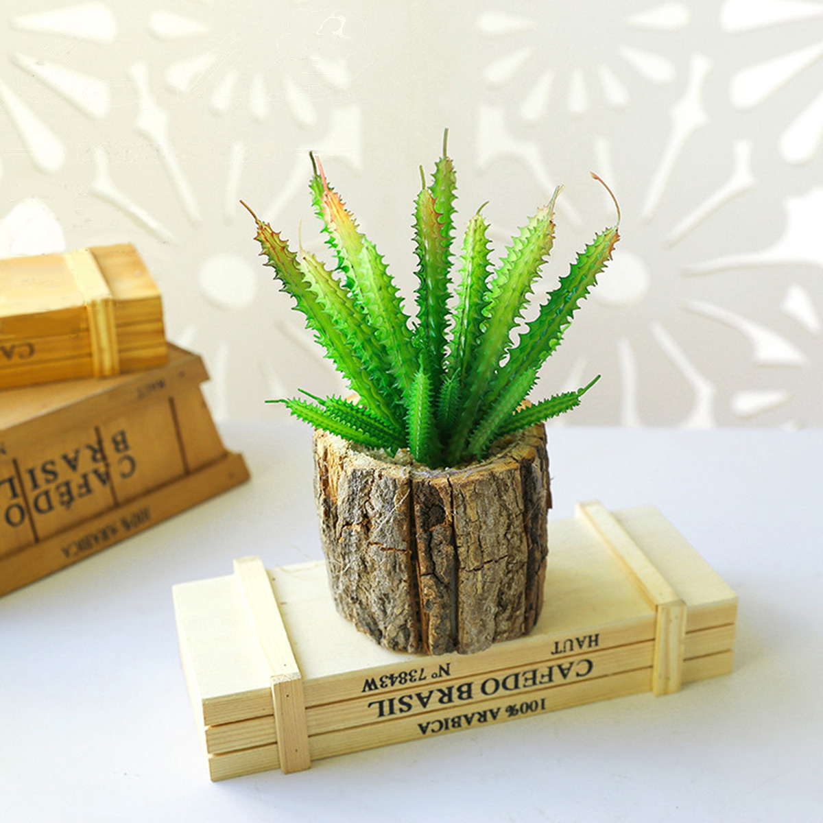Matorino -Real Flower Artificial Green Plant，A Simulation of A Small Succulent Potted Plant In A Stake Basin，Fashion Home Creative Decoration