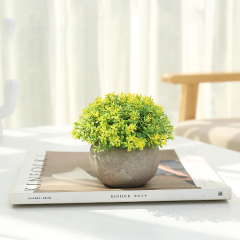 Matorino -Mini Artificial Potted Grass Plants, Faux Plastic Fake Flowers in Pulp Pot, Small Decorative Plants for Home Office Desk.