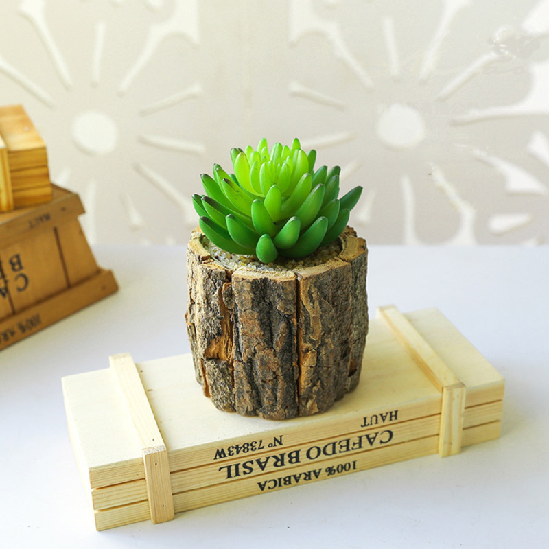 Matorino -Real Flower Artificial Green Plant，A Simulation of A Small Succulent Potted Plant In A Stake Basin，Fashion Home Creative Decoration