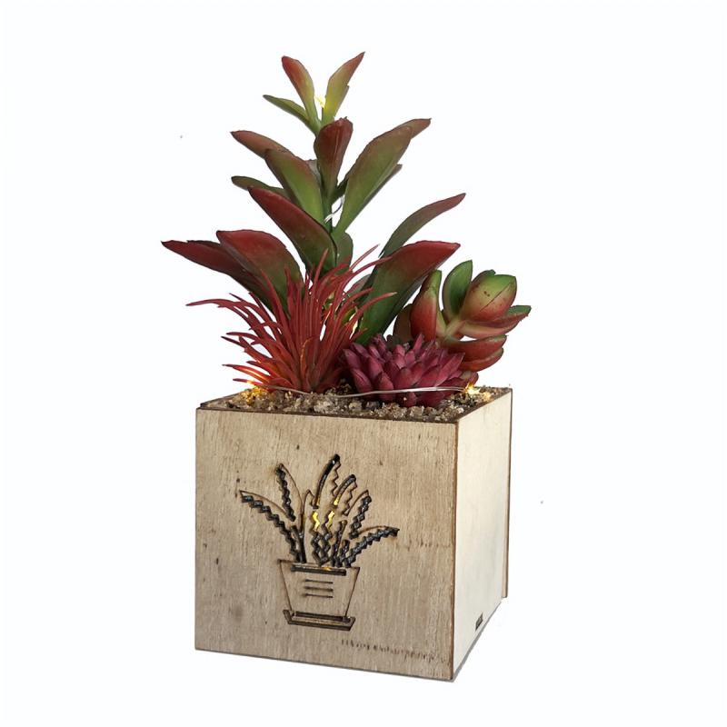 Matorino -Artificial Succulent Plants, Mini Fake Plants with Led String Light for Bedroom Aesthetic Living Room Office Shelf Bathroom Decor.