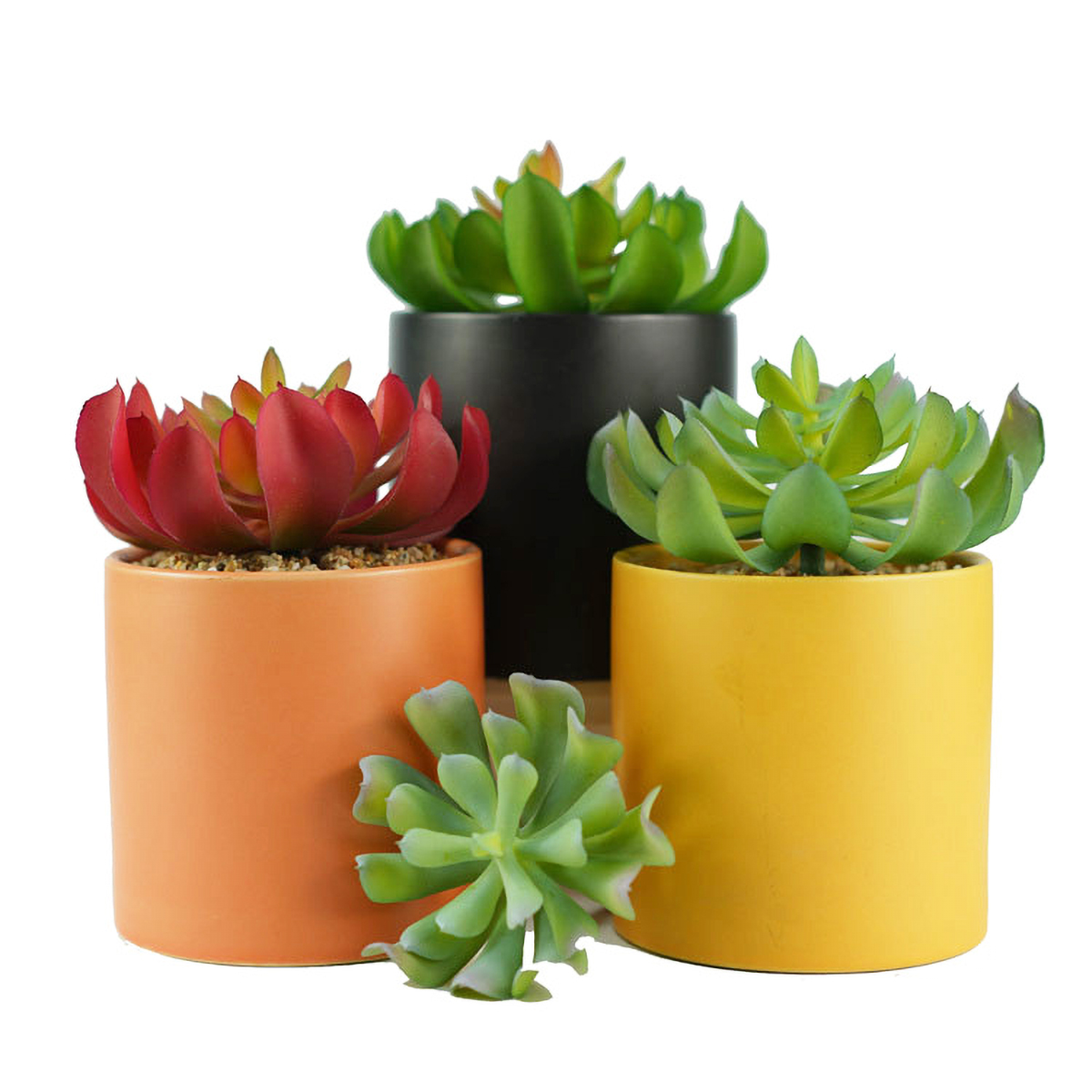 Matorino -Artificial Succulents Plants, Mini Assorted Green Faux Succulents in Pots, Small Plants with Potted for Home Office Living Room Table Desk Plants Decor.