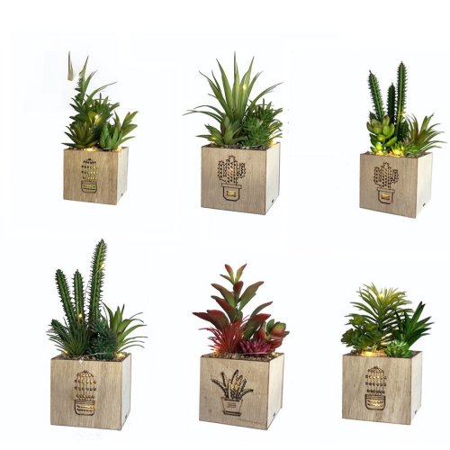 Matorino -Artificial Plants and Succulents, Small Fake Plants with Led String Light, Assorted Decorative Faux Succulent Potted for Office and Desk Decor, Bathroom, Bedroom, Shelves for Women.