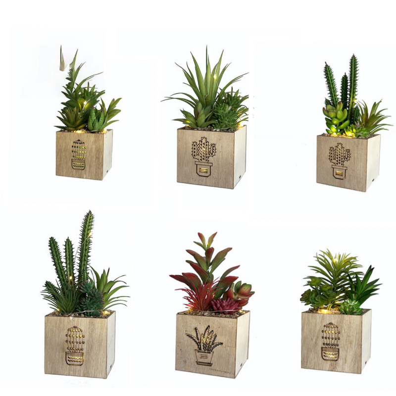 Matorino -Artificial Plants and Succulents, Small Fake Plants with Led String Light, Assorted Decorative Faux Succulent Potted for Office and Desk Decor, Bathroom, Bedroom, Shelves for Women.