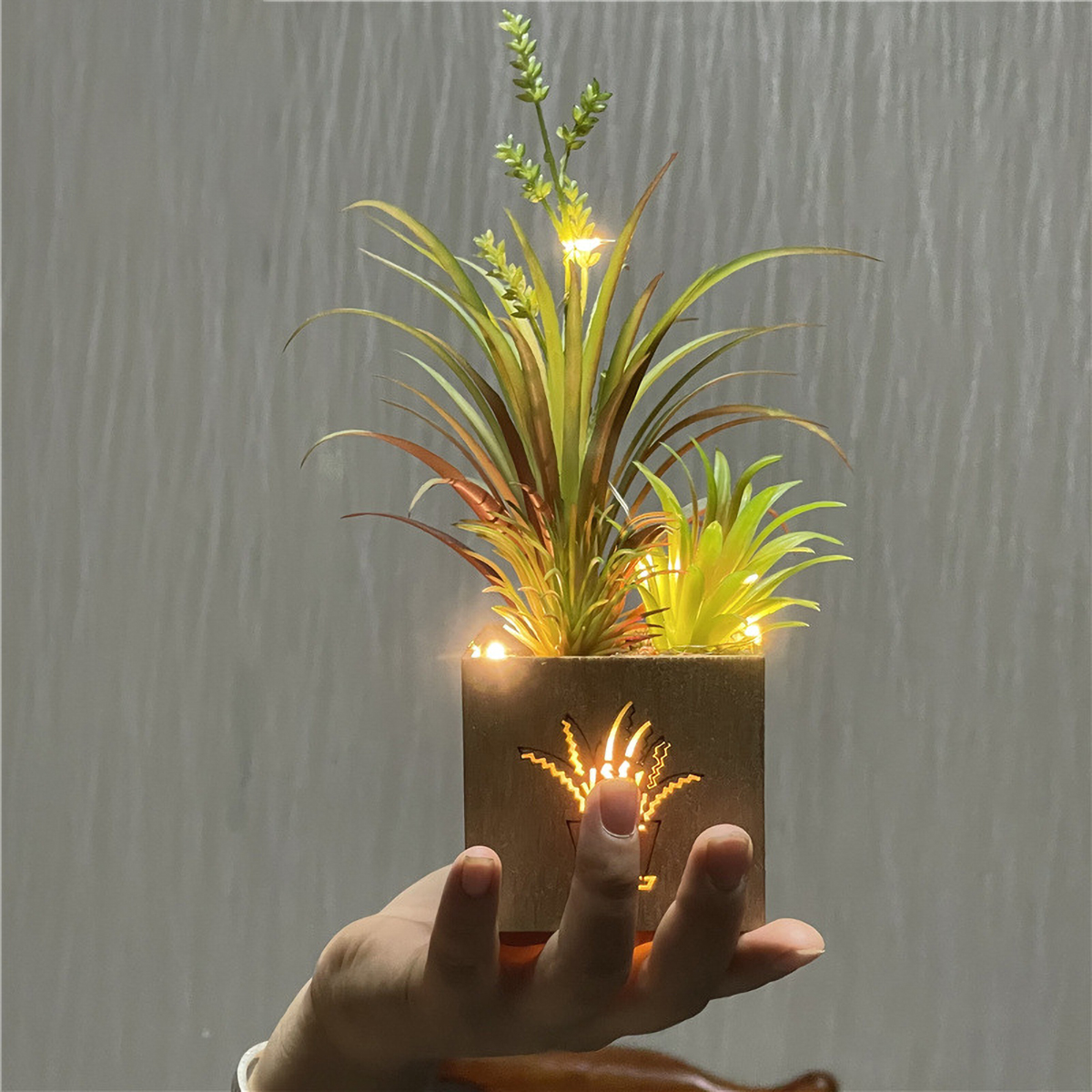 Matorino -Artificial Plants and Succulents, Small Fake Plants with Led String Light, Assorted Decorative Faux Succulent Potted for Office and Desk Decor, Bathroom, Bedroom, Shelves for Women.