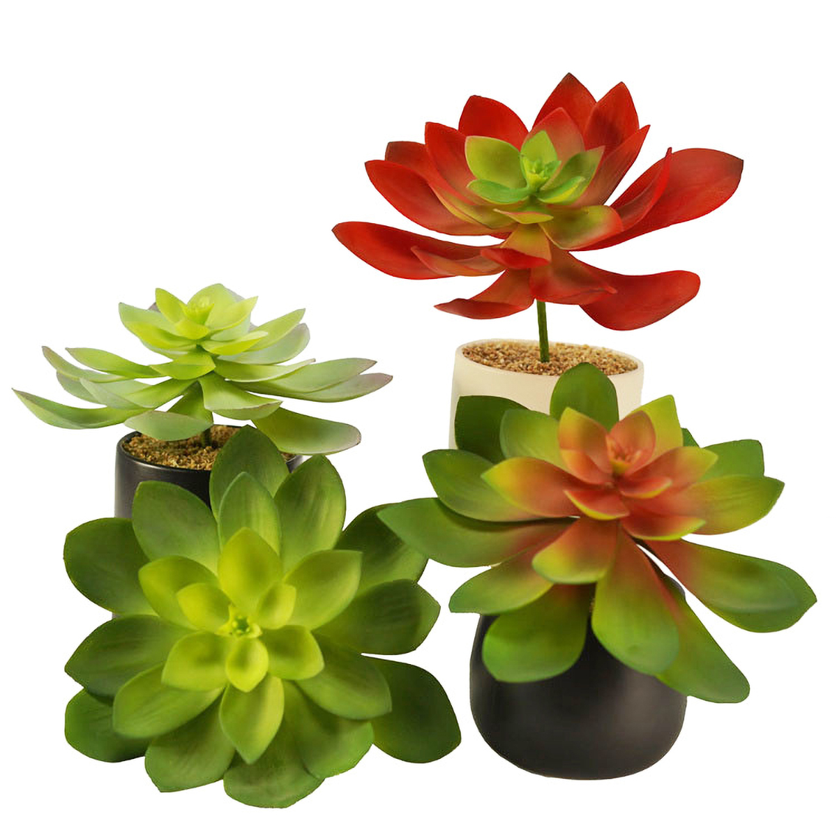 Matorino -Artificial Succulents Plants, Mini Assorted Green Faux Succulents in Pots, Small Plants with Potted for Home Office Living Room Table Desk Plants Decor.