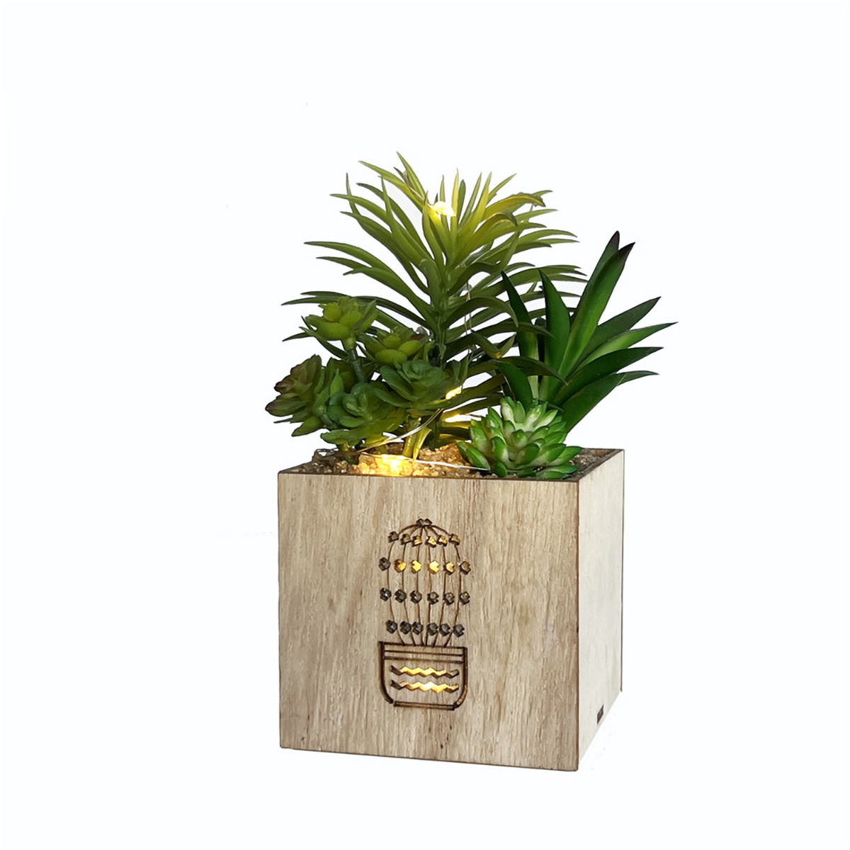 Matorino -Artificial Succulent Plants, Mini Fake Plants with Led String Light for Bedroom Aesthetic Living Room Office Shelf Bathroom Decor.