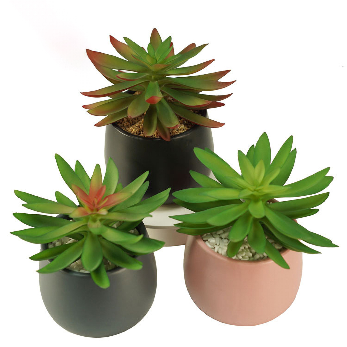 Matorino -Artificial Succulents Plants, Mini Assorted Green Faux Succulents in Pots, Small Plants with Potted for Home Office Living Room Table Desk Plants Decor.