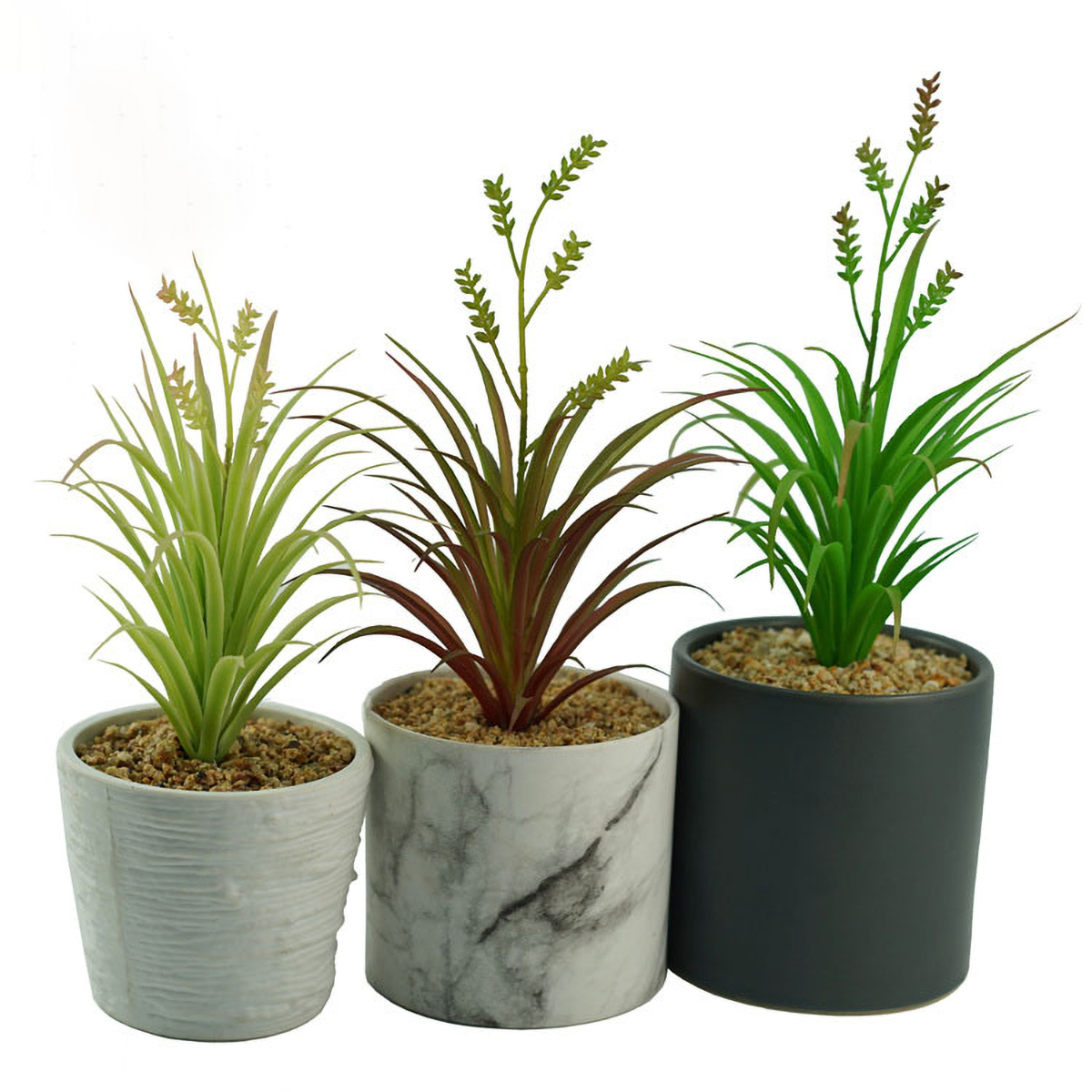 Matorino -Artificial Potted Plant,Fake Plant for Office Desktop, Faux Plant Wheat Grass with Black Plastic Pots for Home Bathroom Decoration Indoor.