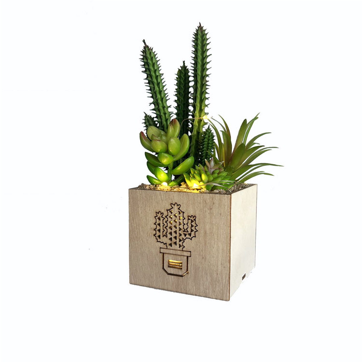 Matorino -Artificial Succulent Plants, Mini Fake Plants with Led String Light for Bedroom Aesthetic Living Room Office Shelf Bathroom Decor.