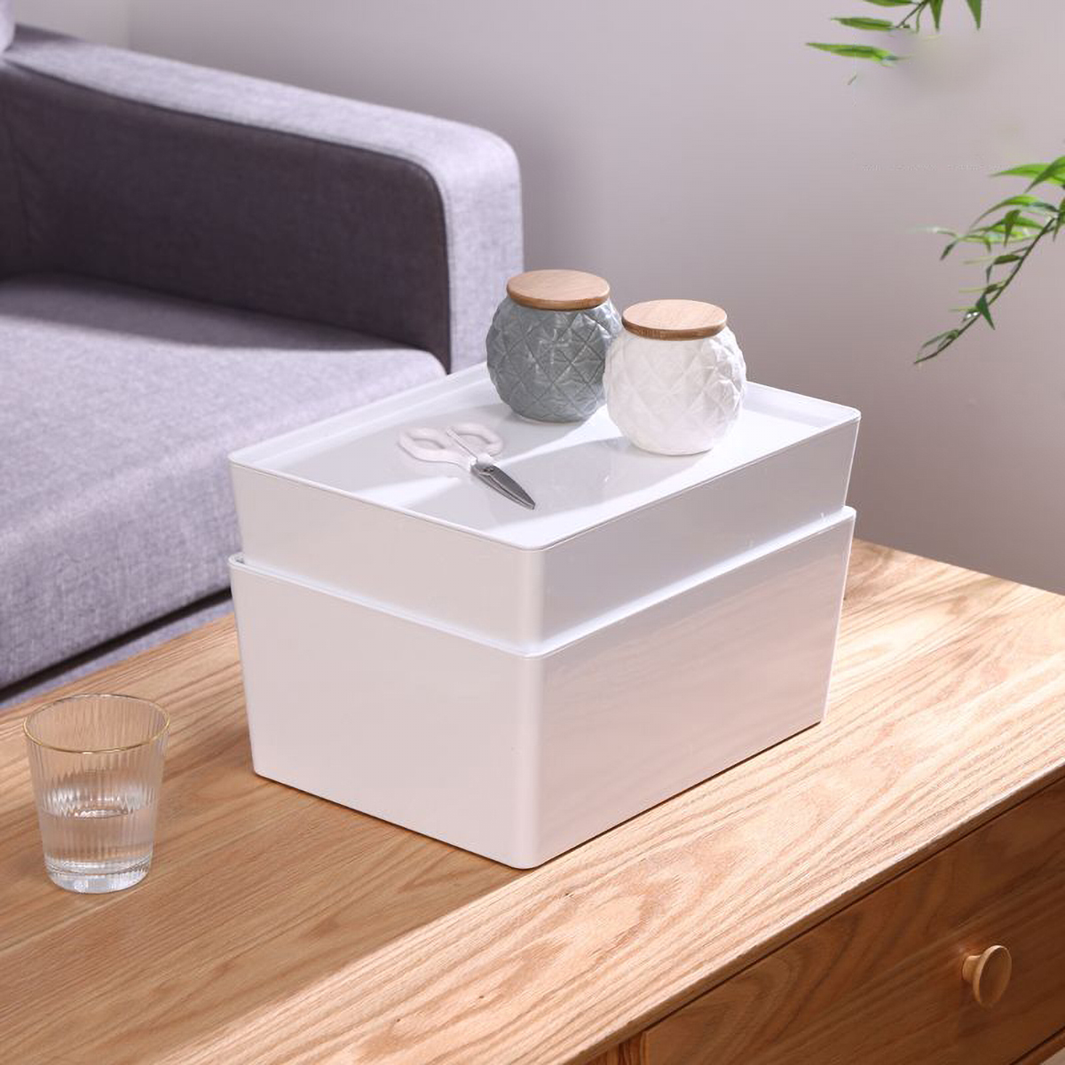 Matorino -PET Storage Box Containers for Organizing Cloths and Shoes, Plastic Storage Bins with Lid, White Stackable Storage Basket Organizer Box, Sturdy Containers Organizing Lidded Bins for Shelves, Cabinet, Desk, Pantry, Bedroom, Bathroom, Book, Toys.