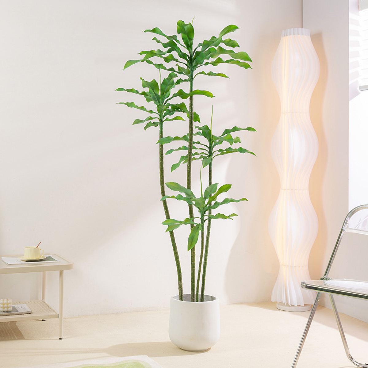 Matorino -Artificial Lemon Tree, Fake Silk Plants, Artificial Ficus Tree, Pre Potted Faux Lemon Tree, Plastic Fruit Tree with Lifelike Leaves and Natural Wood Trunk. Realistic Tall Fake Tree, Artificial Ficus Bush in Brown Plastic Container.