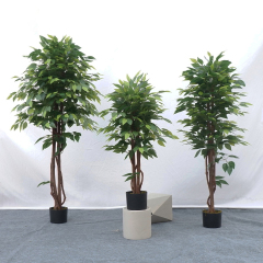 Matorino -Artificial Lemon Tree, Fake Silk Plants, Artificial Ficus Tree, Pre Potted Faux Lemon Tree, Plastic Fruit Tree with Lifelike Leaves and Natural Wood Trunk. Realistic Tall Fake Tree, Artificial Ficus Bush in Brown Plastic Container.