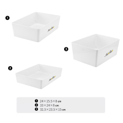Matorino -PET Storage Organizer Box with Handle and Lids, Pull Stackable Box and Nestable Box, Storage Box Containers for Organizing Cloths and Shoes, White Plastic Storage Bin Tote Organizing File Box, for Pantry Organization.