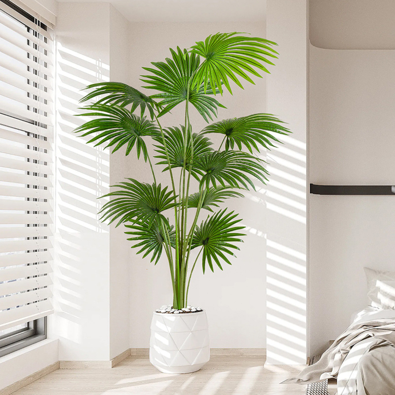 Matorino -Fake Plant with Pot, Desk Bamboo Leaf Plant, Artificial Potted Faux Plants for Office Desk. Artificial Palm Plant in White Pot, Real Touch Faux Tropical Palm Tree, Houseplant for Home Indoor Living Room Tabletop Balcony Decorations.