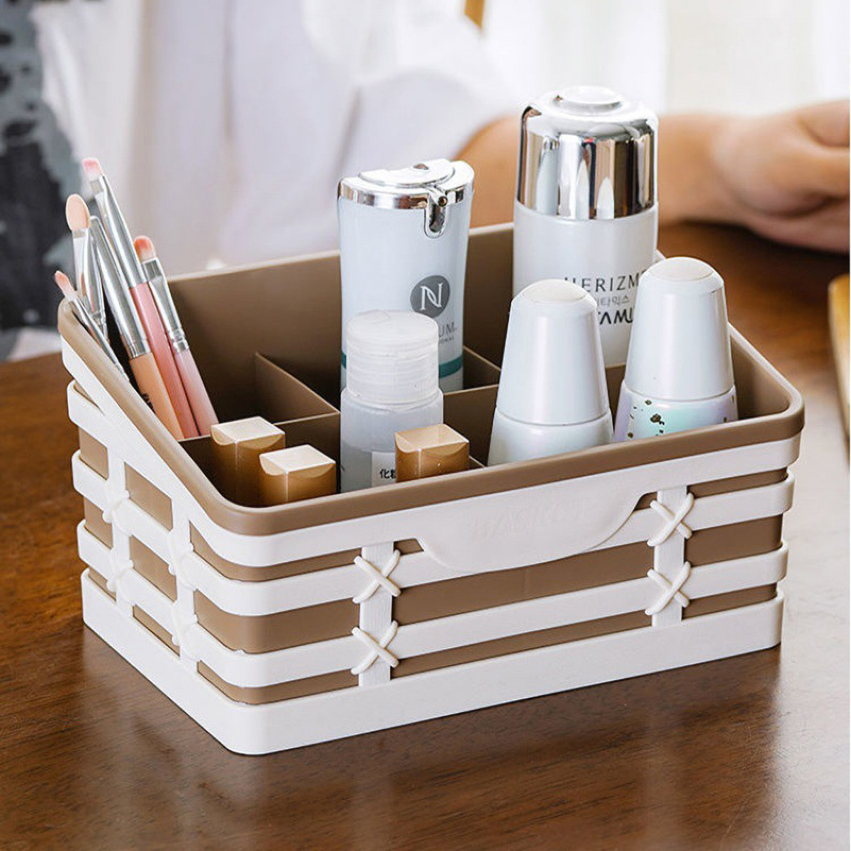 Matorino -Office Desk Organizer and Accessories with 4 Compartments, Remote Control Holder, Tissue Box, Paper Dispenser, Plastic Makeup Organizer, Pen Holder for Desktop Storage, Desk Organization for School, Home, Office Supplies.