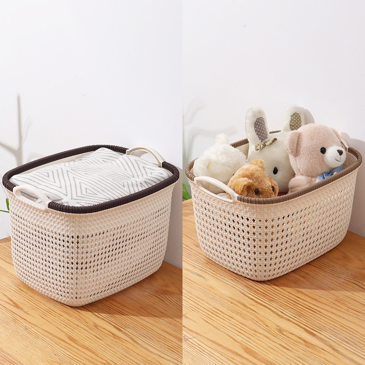 Matorino -Plastic Storage Basket, Perfect Kitchen Organization, Pantry Storage, Cabinet Organizers. Open Storage Bin for Snak, Toys, Clothes and Books. Organize Closets, Cabinets, Pantry, Shelving and Countertop Space.