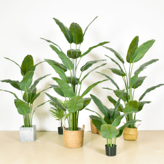 Matorino -Artificial Silk Bird of Paradise Palm Tree Potted Plant. Artificial Plants Fiddle Leaves, Faux Tropical Palm Tree, Fake Ficus Lyrata Tree with Grass in Pot, Real Touch Plastic Palm Leaves Home Indoor Outdoor Office Decor.