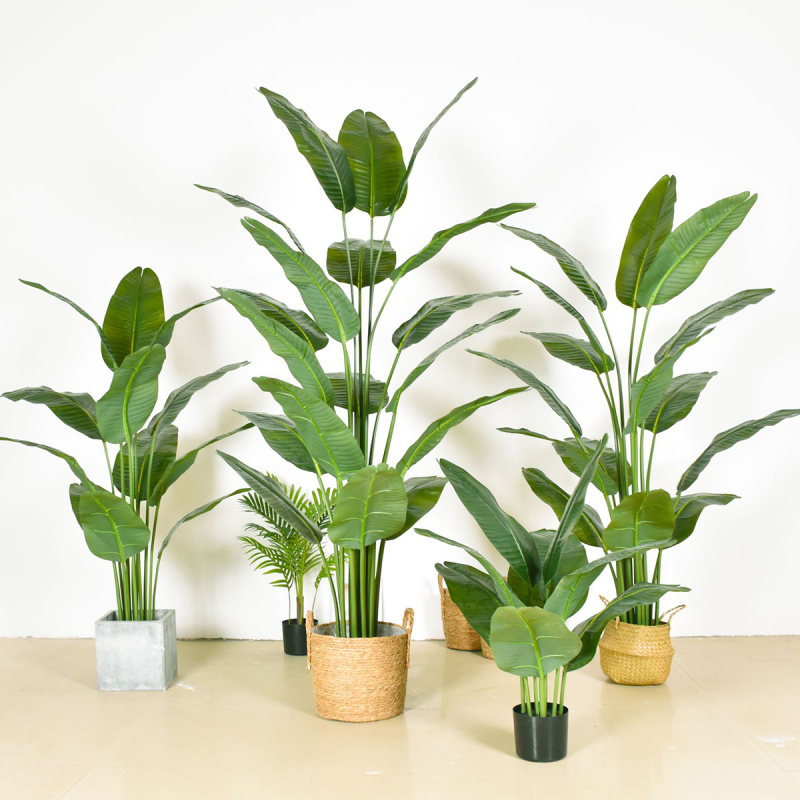Matorino -Artificial Silk Bird of Paradise Palm Tree Potted Plant. Artificial Plants Fiddle Leaves, Faux Tropical Palm Tree, Fake Ficus Lyrata Tree with Grass in Pot, Real Touch Plastic Palm Leaves Home Indoor Outdoor Office Decor.