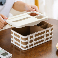 Matorino -Office Desk Organizer and Accessories with 4 Compartments, Remote Control Holder, Tissue Box, Paper Dispenser, Plastic Makeup Organizer, Pen Holder for Desktop Storage, Desk Organization for School, Home, Office Supplies.