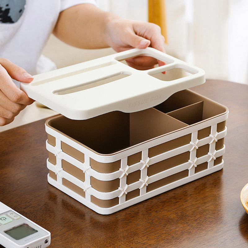 Matorino -Office Desk Organizer and Accessories with 4 Compartments, Remote Control Holder, Tissue Box, Paper Dispenser, Plastic Makeup Organizer, Pen Holder for Desktop Storage, Desk Organization for School, Home, Office Supplies.